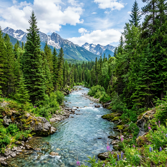 Pristine Canadian river in forest